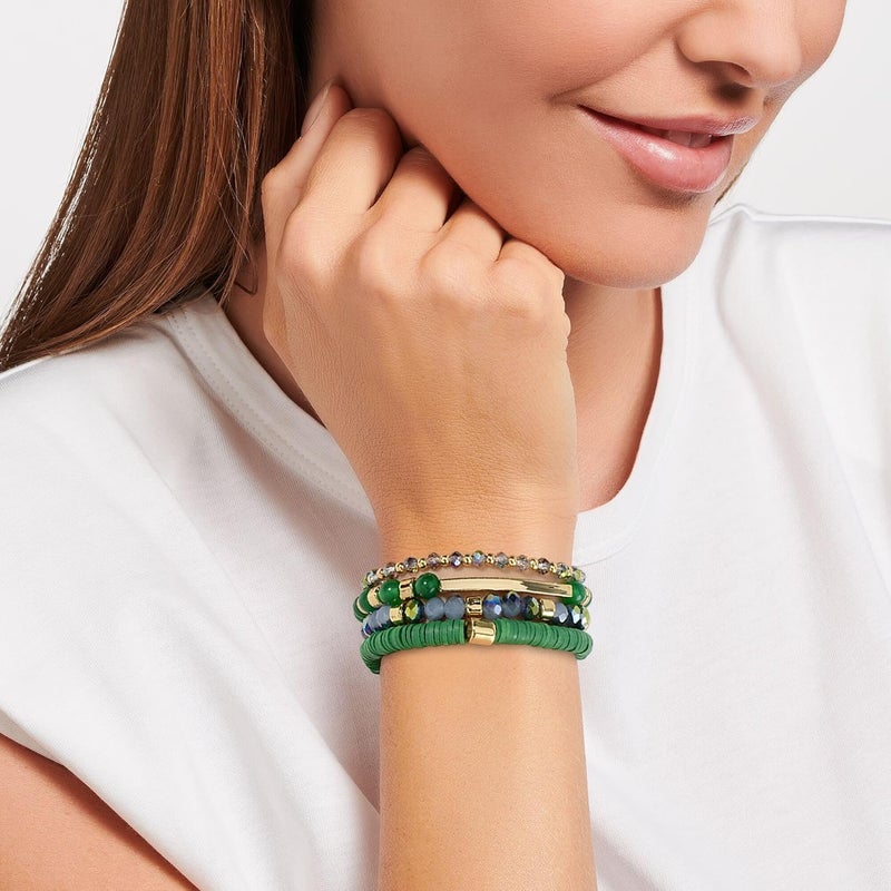 Aigrnc Boho Beaded Stretch Bracelets For Women Stackable Crystal Gold Plated Beaded Bracelets Set Trendy Handmade Friendship Braeclet Jewelry Gifts - Image 4